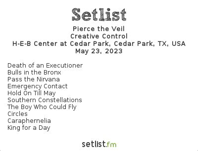 Pierce The Veil Creative Control Setlist Pierce the Veil Setlist at Brooklyn Bowl, Las Vegas.  Pierce The Veil Creative Control Setlist
